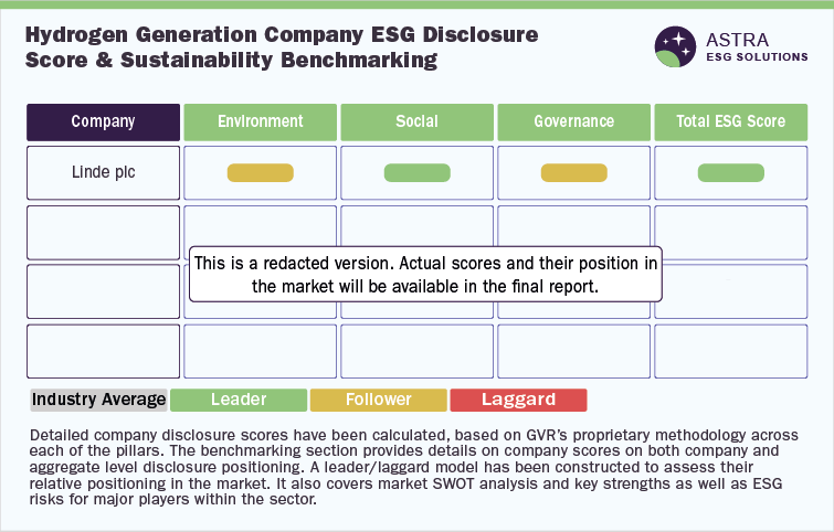 Hydrogen Generation Company Disclosure Score and Sustainability Benchmarking
